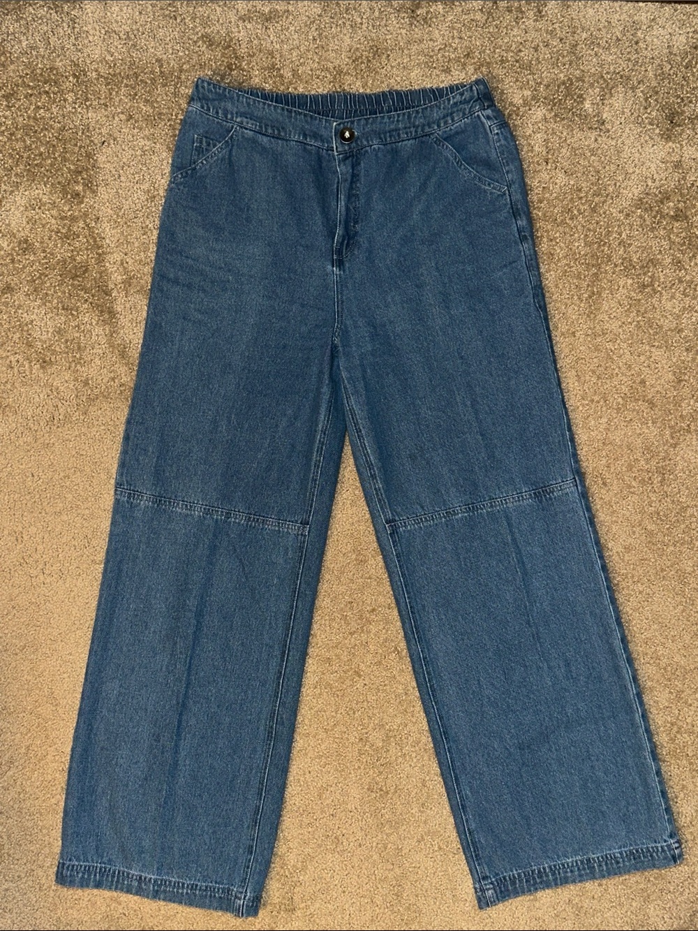 Classic Wide Leg Denim Jeans - Blue